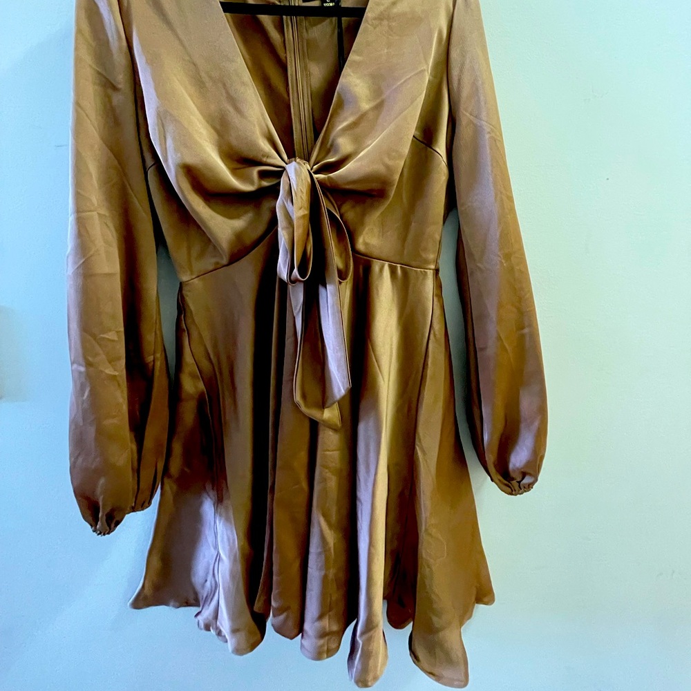 Brown flowy mini dress